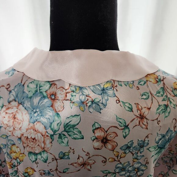 Vintage Satin Nightgown Lauren Alexandra Intimates Floral Pearl Sleep Shirt Vtg - Picture 9 of 12